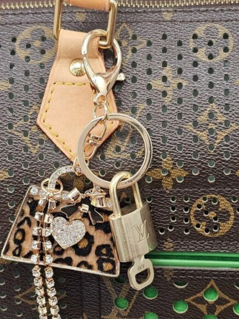Authentic Louis Vuitton Lock & Key Gold ✨ Unbranded Keychain Bag Charm LV